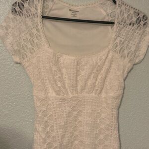 No Boundaries Cream Lace Trim Top